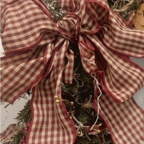 Rustic Primitive TX Holiday Wreath Rustic Stars Plaid Bow CUSTOM Finally Sale - Picture 2 of 4